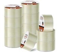 K-MART Lot de 12 rouleaux de ruban adhésif pour emballage, 48 mm x 66 m, silencieux, solide, transparent, pour emballages en carton, déménagement, idéal pour distributeur de ruban adhésif (transparent