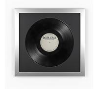 K-Möbel cadre vinyle argent 40x40cm, Passe-partout noir, Made in Germany - Bois véritable pour disque, Protection UV et alpha-cellulose,