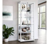 K-Möbel Vitrine en verre avec miroir, serrure et LED (176x67x33 cm) étagère...