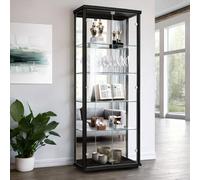 K-Möbel Vitrine en verre avec miroir, serrure et LED (176x67x33 cm) étagère...