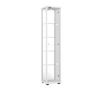 K-Möbel Vitrine en verre debout en blanc (176x37x33cm) avec 4 étagères en verre réglables en hauteur, miroir, serrure & LED - Vitrine debout - Armoire vitrine