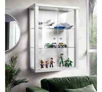 K-Möbel Vitrine Murale Verre (80x60x25cm) - Fabriqué en Allemagne - Petite Vitrine en Verre Suspendue avec 2 étagères réglables en Verre trempé (ESG) in Blanc - armoires vitrées de présentation
