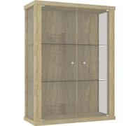 K-Möbel Vitrine suspendue en verre en chêne Sonoma (80x60x25 cm) avec 2 étagères en verre réglables en hauteur - Vitrine suspendue en verre