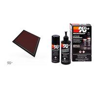 K&N 33-3025 Filtre à Air du Moteur: Haute Performance, Premium, Lavable, Filtre de Remplacement, Plus de Pouvoir, 2014-2019 & Voitures et moto nettoyant 355ML + Aérosol huile 204ML pour filtre à air