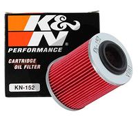 K&N Filtre à huile pour motos : Pour une utilisation avec des huiles synthétiques ou conventionnelles. Pour certains modèles de motos Can-Am, Aprilia, Bombardier, KN-152 (Cartouche 56x75mm)