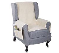 K. & N. Schurwolle Protège-Fauteuil en Laine Vierge avec protège-accoudoirs, Naturel, Poils 100% Laine Vierge, Partie Centrale env. 160 x 50 cm, protège-accoudoirs env. 60 x 40 cm