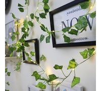 K��nstable plantes LED corde LED clairegr��ne batterie de feuilles Valeurs de la batterie Fées Lumières pour Home Wedding Decor