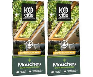 K-OCIDE Captur'Mouche 2 Pièges à Vitre 6 recharges - Sans chimie - Attire par la lumiere - Efficace et Esthètique (Lot de 2)