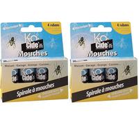 K-OCIDE - Spirale à Mouche 4 Rubans - Rubans Collants Anti-Mouches - Colle Extra Collante - 4 Rubans (Lot de 2)