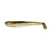 K.P Baits Skeleton Shad, Lot de 5 leurres souples en caoutchouc, 7,5 cm, pour perche, sandre, truite, Brown White Turbot