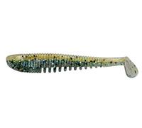 K.P Baits Skeleton Shad, Lot de 5 leurres souples en caoutchouc, 7,5 cm, pour perche, sandre, truite, Gold n Green