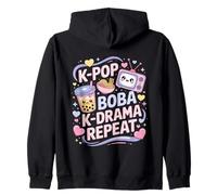 K-Pop Boba K-Drama Repeat K-Pop Music Lover Kawaii Coréen Sweat à Capuche