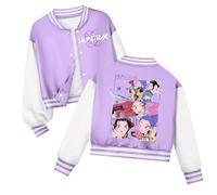 K pop D-Demon H-Hunters Veste Kpops H-Huntrix Enfants et Adolescents Veste Varsity Style Baseball, Y2K Style Streetwear avec Motif Anime, Blouson Aviateur pour Garçon & Fille