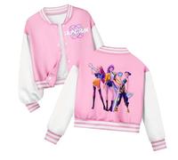 K pop D-Demon H-Hunters Veste Kpops H-Huntrix Enfants et Adolescents Veste Varsity Style Baseball, Y2K Style Streetwear avec Motif Anime, Blouson Aviateur pour Garçon & Fille
