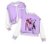K pop D-Demon H-Hunters Veste Kpops H-Huntrix Enfants et Adolescents Veste Varsity Style Baseball, Y2K Style Streetwear avec Motif Anime, Blouson Aviateur pour Garçon & Fille