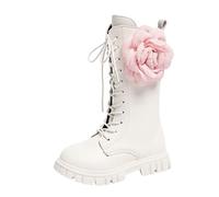K-pop de-mon hun-ters Bottes en caoutchouc doublées pour enfant fille Bottes d'hiver classiques à lacets avec fermetures éclair latérales Bottes hautes en peluche chaude Bottes d'automne, 16, 31.5 EU