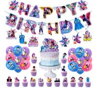 K-Pop Décoration de Fête pour Enfants, K-Pop Décorations d'anniversaire, K-pop Ballons Anniversaire, Chasseur de Démons Bannière, Cake Topper K-Pop Dem0n Hun-ters pour Enfants/Fans de Fêtes