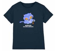 K-Pop Demon Hunters - Cute Derpy Tiger Cartoon Kids T Shirt, Navy, 9-11 Years