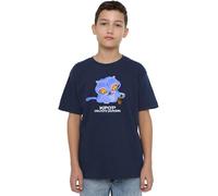 K-Pop Demon Hunters Cute Derpy Tiger Cartoon Shirt, Navy, 3-4 Ans Unisex Kids