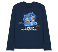 K-Pop Demon Hunters Cute Derpy Tiger Cartoon Unisex Long Sleeve T Shirt, Navy