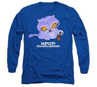 K-Pop Demon Hunters Cute Derpy Tiger Cartoon Unisex Long Sleeve T Shirt, Navy, Bleu Royal, L Mixte