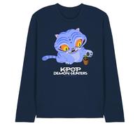 K-Pop Demon Hunters - Cute Derpy Tiger Cartoon Unisex Long Sleeve T Shirt, Navy, Medium