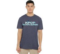 K-Pop Demon Hunters Full Colour Logo Unisex T Shirt, Heather Navy
