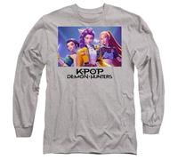 K-Pop Demon Hunters Heroic Huntrix Huntr/X Unisex Long Sleeve T Shirt, White, Gris, L Mixte