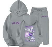 K-Pop Demon Hunters Huntri/X Survêtement Fille Huntrix Tenue Mira Zoey Rumi Ensemble 2 Pièces Vintage Y2K Hoodie Pantalon et Haut Sweats à Capuche Jogging Vêtements Imprimés Sportswear 2-13 ans