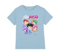 K-Pop Demon Hunters Kpop Demon Hunters-Saja Boys Chibi Poster Shirt, Light Blue, 7-8 Ans Unisex Kids