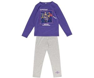 K-POP DEMON HUNTERS - Pyjama Enfant K-POP Demon Hunter Huntrix - Ensemble Haut & Pantalon - 100% Coton - Style Coréen - Tissu Doux 160 GSM - Violet et gris (FR/ES, Âge, 6 ans, Taille normale)