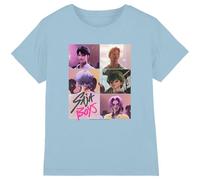 K-Pop Demon Hunters - Saja Boys Era Grid Kids T Shirt, Sky Blue, 5-6
