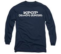 K-Pop Demon Hunters White Logo Unisex Long Sleeve T Shirt, Black, Bleu Marine, XXL Mixte
