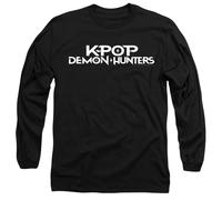 K-Pop Demon Hunters White Logo Unisex Long Sleeve T Shirt, Black Tricot, Noir, M Mixte