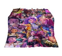 K-Pop Demons Hunters Couverture, Huntr/x Rumi/Mira/Zoey Couvertures en Molleton de Flanelle Mignonnes Douillettes Moelleuses for Bureau Genouillères Plaids Chauds Audlts et aux enfants (Style D)