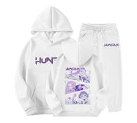 K pop Demons Hunters Survêtement Fille Ensemble 2 Pièces, K-pop Demon Hunter Vintage Hoodie Pantalon et Haut Sweats à Capuche Jogging Vêtements Imprimés Huntrix Y2K Sportswear Fille (B01,9 ans-10 ans)