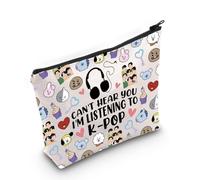 K-POP Music Lover Gift Can't Hear You I'm Listening K-pop Trousse de maquillage pour fans de groupe coréen Cadeau de personnages K-pop, blanc, K-POP UK2