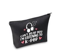 K-pop Music Lover Gift Can't Hear You I'm Listening to K-pop Makeup Bag Album Sac de voyage K-pop Merchandising, Listening to Kpop Black