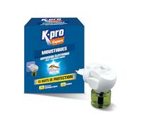 K.PRO Diffuseur Anti Moustiques Electrique + recharge - Efficace sur Moustiques Européens, Tigres et Tropicaux - Technique Professionnelle - Sans Odeur - 45 Nuits de Protection