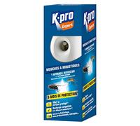 K.PRO Diffuseur automatique mouches et moustiques 250ml | 5 mois de protection jusqu'à 40 m², programmable 3 fréquences, avec piles et système d'accroche mural