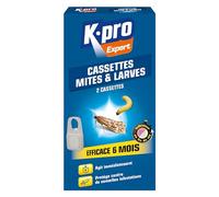 K.Pro Expert - 2 Cassettes Anti-Mites & Larves-Témoin de Durée de Vie -Anti-Mites Vestimentaires-Action Immédiate-Efficace 6 Mois -Protège Contre de Nouvelles Infestations -Technique Professionnelle-