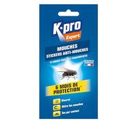 K.PRO EXPERT - Stickers Anti-mouches - Discret - Attire les Mouches - Tue par Contact - Action Immédiate - Efficace Jusqu'à 6 Mois - Techniques Professionnelles - 12 Bandes Adhésives