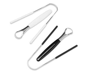 K-Pro Lot de 2 Gratte-Langue en Inox, Nettoyant Langue Noir & Blanc