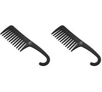 K-Pro Peigne à Dents Larges - Peigne Noir Démêlant avec Poignée-Crochet (Lot de 2)