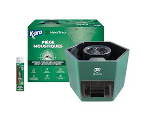 K.PRO Piège à Moustiques Exterieur avec 1 seringue d'attractif. Attire et Capture Les moustiques et Assure 3 Mois de tranquillité jusqu'à 300m². Electrique et Programmable, Silencieux et sans Odeur