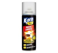 K.PRO - Spray Aérosol Puces et Larves - Diffusion Continue - Spécial Infestation - Elimine les Puces et Stoppe la Croissance des Larves - Technique Professionnelle - 200ml - 20 à 40m²