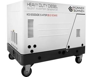 K&S Könner&Söhnen KS 6500iDE S ATSR Générateur diesel onduleur 6,5 kW avec boîtier d'insonorisation, générateur de courant de secours onduleur avec démarrage électrique, possibilité de connexion ATS
