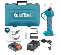 K&S Könner&Söhnen KS CPS20V-40 Case Sécateur électrique sans fil, largeur d'ouverture 40 mm, poignée souple, pour jardin, branches et arbres fruitiers, avec batterie et chargeur, sécateur électrique