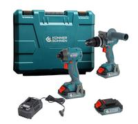 K&S Könner&Söhnen KS IDISD 20 V Set 2 PLUS Perceuse à percussion sans fil 2 en 1 et visseuse à percussion pour percer, avec 2 batteries 2 Ah 20 V et chargeur dans un coffret + batterie (KS 20V2-1) en