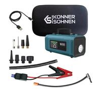 K&S Könner&Söhnen KS JSP-2000, Compresseur de Voiture avec démarreur 4 en 1/14 800 mAh,Pompe à air électronique Portable 140 psi,Pompe à Pneu 22 l/Min,Affichage numérique,Lampe de Poche LED d'urgence